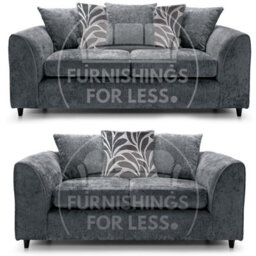 Furnishings For Less UK Zina Grey Chenille Fabric 3 + 2 Seater Sofa Suite - thumbnail 1