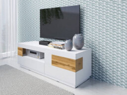 Arte Silke 41 Tv Cabinet 160Cm - Stylish White Gloss & Wotan Oak, Perfect For Organising Your Entertainment Space - thumbnail 2