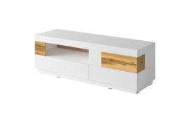 Arte Silke 41 Tv Cabinet 160Cm - Stylish White Gloss & Wotan Oak, Perfect For Organising Your Entertainment Space