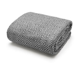Velosso Cosy Woven Cotton Print Throw Blanket In Plush Texture - Available For Sofa, Bed, Couch - 50Cm X 60Cm Throw - Charcoal - thumbnail 1