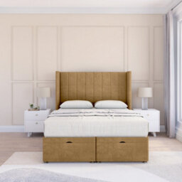 "Sloomy Falcon Mink Plush 3Ft Ottoman Bed End Opening With Sprung Memory Mattress & 54"" Headboard-Single" - thumbnail 2