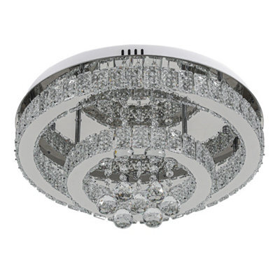 Thehotsale 2-Tier Round Crystal Celling Light Cool White Light 48W 50Cm Dia