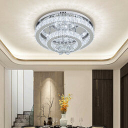 Thehotsale 2-Tier Round Crystal Celling Light Cool White Light 48W 50Cm Dia - thumbnail 7
