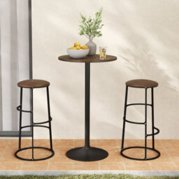 Costway Round Top Pub And Bar Table Standing Bistro Table With Mdf Top & Black Leg - thumbnail 7
