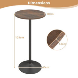 Costway Round Top Pub And Bar Table Standing Bistro Table With Mdf Top & Black Leg - thumbnail 2