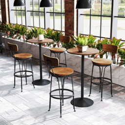 Costway Round Top Pub And Bar Table Standing Bistro Table With Mdf Top & Black Leg - thumbnail 3