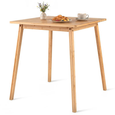 Gainoom Square Bamboo Dining Table For 2-4 People 70 Cm Solid Wood Kitchen Table Mid-Century Modern Writing Desk - image 1