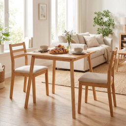 Gainoom Square Bamboo Dining Table For 2-4 People 70 Cm Solid Wood Kitchen Table Mid-Century Modern Writing Desk - thumbnail 8