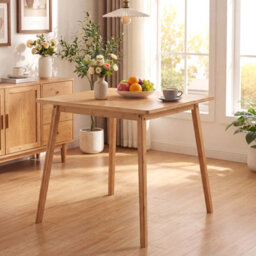 Gainoom Square Bamboo Dining Table For 2-4 People 70 Cm Solid Wood Kitchen Table Mid-Century Modern Writing Desk - thumbnail 3