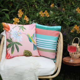 Peggy Wilkins Water Resistant Outdoor Garden Cushion Passiflora Pink - thumbnail 2