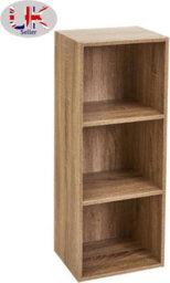 Spot On Dealz 3 Cube Storage Unit Small Bookcase Wooden Storage Cabinets Book Shelf Oak - thumbnail 4