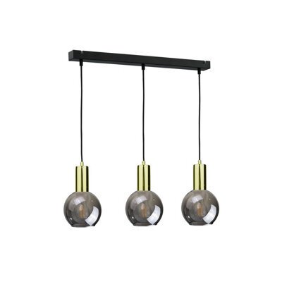 Luminosa Lighting Luminosa Supra Bar Pendant Ceiling Light Black, Gold, 60Cm, 3X E27