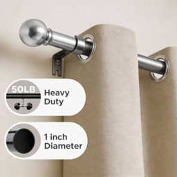 Oxford Homeware Satin Chrome Effect Extendable Curtain Pole With Metal Ball Finials, (L)1600mm-3000mm (Dia) 28mm - thumbnail 7