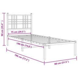 Berkfield Metal Bed Frame Without Mattress With Footboard Black 75X190Cm - thumbnail 8