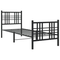 Berkfield Metal Bed Frame Without Mattress With Footboard Black 75X190Cm - thumbnail 3