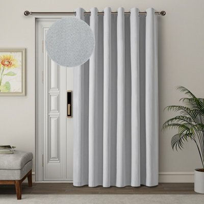 Ameha Silver Linen 100%blackout Curtain Singal Panel 66X84'-Thermal Energy Efficient Light Blocking Door Curtain For Bedroom Living Room - image 1