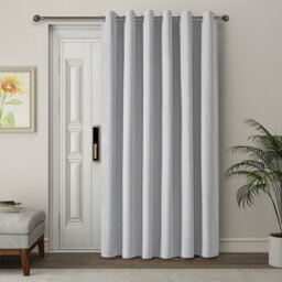 Ameha Silver Linen 100%blackout Curtain Singal Panel 66X84'-Thermal Energy Efficient Light Blocking Door Curtain For Bedroom Living Room - thumbnail 2