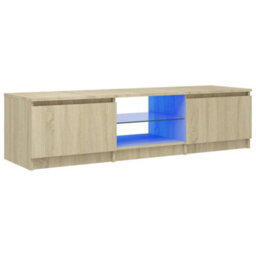 Berkfield Tv Cabinet With Led Lights Sonoma Oak 140X40X35.5 Cm - thumbnail 2