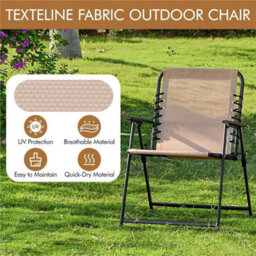 Beige Set Of 2 Outdoor Texteline Folding Dining Chairs With Backrest/ Armrests - thumbnail 4