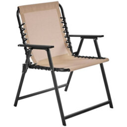 Beige Set Of 2 Outdoor Texteline Folding Dining Chairs With Backrest/ Armrests - thumbnail 6