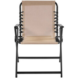 Beige Set Of 2 Outdoor Texteline Folding Dining Chairs With Backrest/ Armrests - thumbnail 1