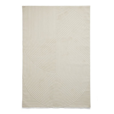 Cream Optical 3D Washable Abstract Modern Dining Room Bedroom & Living Room Rug-160Cm X 230Cm - image 1
