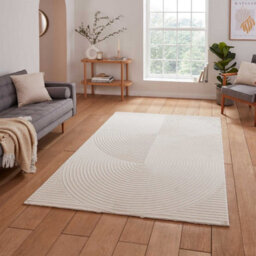 Cream Optical 3D Washable Abstract Modern Dining Room Bedroom & Living Room Rug-160Cm X 230Cm - thumbnail 2