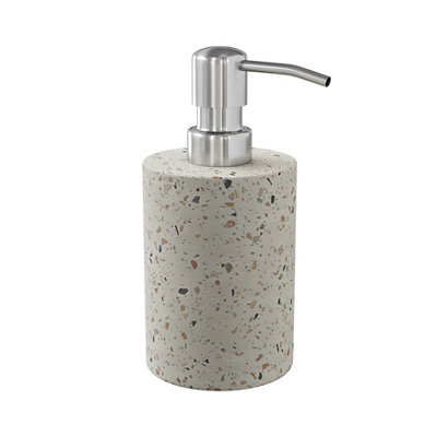 GoodHome Elland Matt Beige Terrazzo Effect Concrete & Polyresin Freestanding Soap Dispenser - image 1
