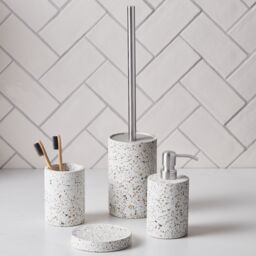 GoodHome Elland Matt Beige Terrazzo Effect Concrete & Polyresin Freestanding Soap Dispenser - thumbnail 3