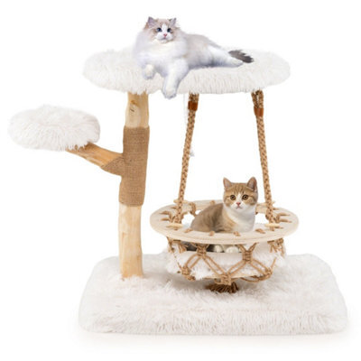 Cute Solid Wood Cat Tree Natural Branch Modern Kitten Tower - image 1