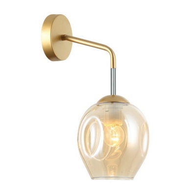 Luminosa Lighting Luminosa Modern Wall Lamp Golden, Honey 1 Light With Amber Shade, E27