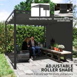Outsunny 3 X 3(M) Pergola With Retractable Roof & Roller Shade, Dark Grey - thumbnail 5