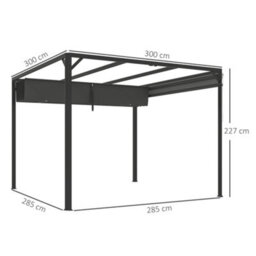 Outsunny 3 X 3(M) Pergola With Retractable Roof & Roller Shade, Dark Grey - thumbnail 3