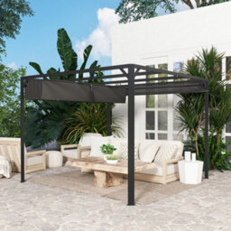 Outsunny 3 X 3(M) Pergola With Retractable Roof & Roller Shade, Dark Grey - thumbnail 9