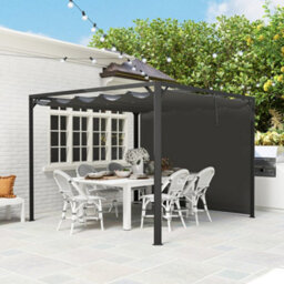 Outsunny 3 X 3(M) Pergola With Retractable Roof & Roller Shade, Dark Grey - thumbnail 8