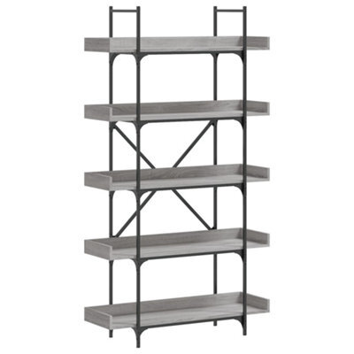 Berkfield Industrial Bookcase 5-Tier Grey Sonoma 100X33X180.5 Cm Engineered Wood