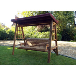 Marlborough Traditional Brighton Three Seater Swing With 1 X Winchester Cushion Burgundy & 2 X Scatter Cushion Burgundy - thumbnail 2