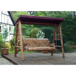 Marlborough Traditional Brighton Three Seater Swing With 1 X Winchester Cushion Burgundy & 2 X Scatter Cushion Burgundy - thumbnail 3