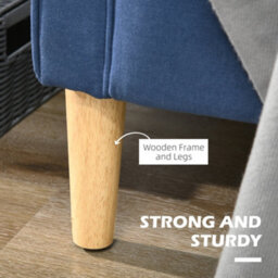 Homcom Compact Loveseat Sofa 2 Seater Sofa With Storage And Wood Legs Blue - thumbnail 6