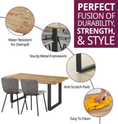 Hallowood Furniture Cullompton Large Dining Table (1.6M) With 6 Taupe Leather Effect Chairs - thumbnail 2