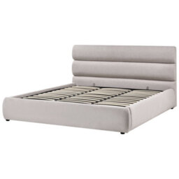 Beliani Ottoman Bed Faux Linen Bonifacio 180 X 200 Cm (Eu Super King) Grey - thumbnail 4
