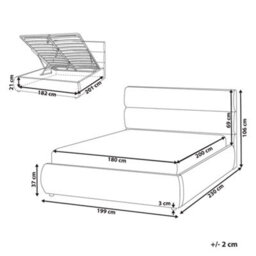 Beliani Ottoman Bed Faux Linen Bonifacio 180 X 200 Cm (Eu Super King) Grey - thumbnail 3