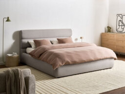 Beliani Ottoman Bed Faux Linen Bonifacio 180 X 200 Cm (Eu Super King) Grey - thumbnail 2