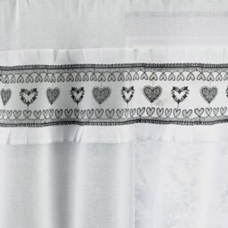 "Tyrone Textiles Lucy Embroidered Heart Kitchen Window Set Curtain Pair With Frill Edging And Matching Tie Backs (Black,48""(122Cm))" - thumbnail 3