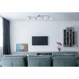 Luminosa Lighting Luminosa Caleb Ceiling Spotlight Bar Chrome Opal Glass Shade 4X E14 3000K - thumbnail 4