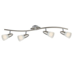 Luminosa Lighting Luminosa Caleb Ceiling Spotlight Bar Chrome Opal Glass Shade 4X E14 3000K