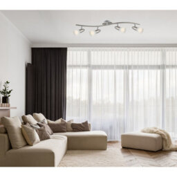 Luminosa Lighting Luminosa Caleb Ceiling Spotlight Bar Chrome Opal Glass Shade 4X E14 3000K - thumbnail 3