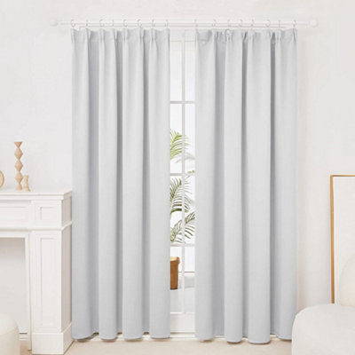 Deconovo Bedroom Curtains Pencil Pleat Curtains Blackout Curtains Eyelet Curtains For Girls Room Silver Grey W55 X L79 Inch 1 Pair