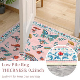 London Boutique 200X290Cm Mushroom Butterfly Area Rug, Washable Non-Slip Low Pile Carpet For Nursery, Bedroom, Living Room, Pink - thumbnail 8