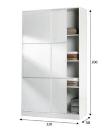 Amos Mann Furniture Savona White Small Sliding Wardrobe 120Cm Wide - thumbnail 3
